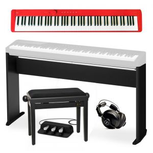 CASIO PX-S1100 RD - pianino cyfrowe + statyw + ława + kontroler nożny + słuchawki