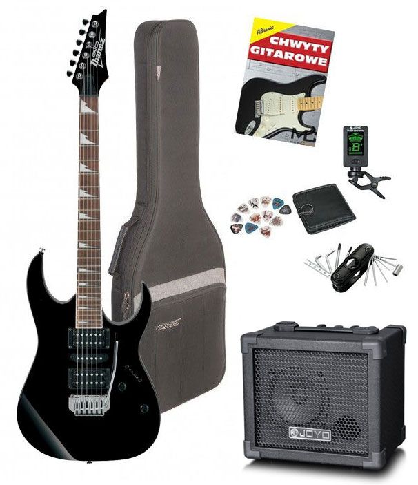 Ibanez GRG170DX-BKN - gitara elektryczna + pokrowiec + wzmacniacz + akcesoria + combo gitarowe