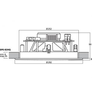 BXB SPE-82HQ - Głośniki sufitowe HiFi, 50W&ltsub&gtRMS&lt/sub&gt, 8Ω