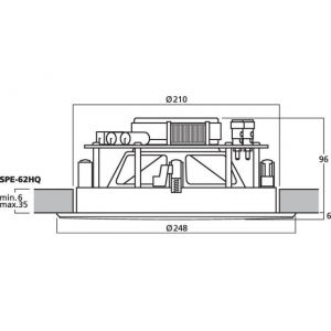 BXB SPE-62HQ - Głośniki sufitowe HiFi, 35W&ltsub&gtRMS&lt/sub&gt, 8Ω