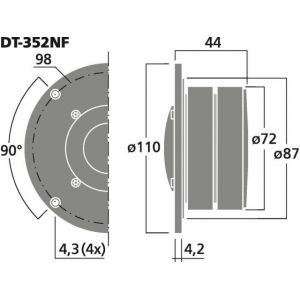 BXB DT-352NF - Kopułkowy głośnik wysokotonowy HiFi, 80W&ltsub&gtRMS&lt/sub&gt, 8Ω