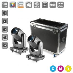 Flash 2x Moving Head 17R CMY 3in1 Beam-Spot-Wash (SET) ver III - zestaw głowic z case F7100532