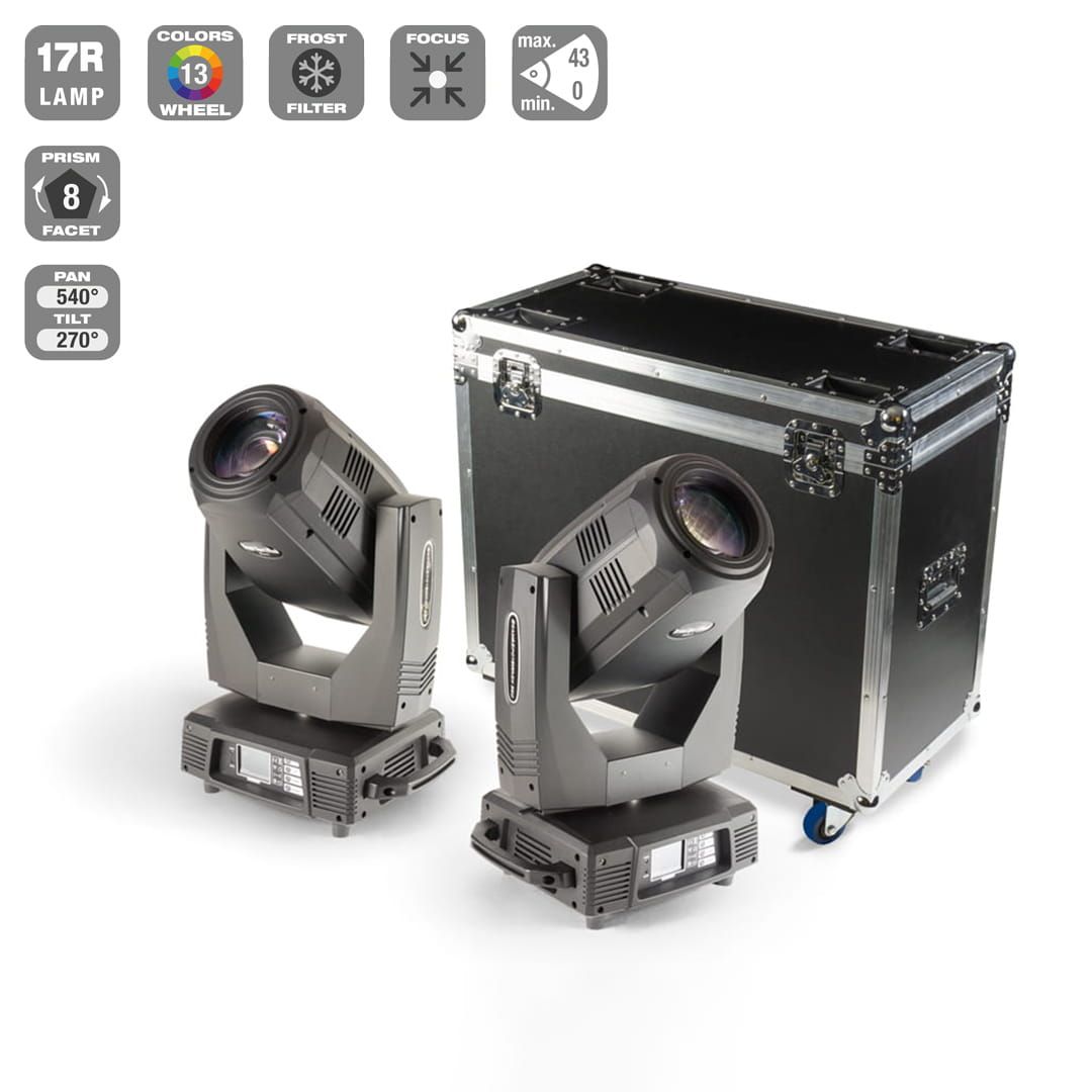 Flash 2x Moving Heads 17R 350W 3in1 + Case - zestaw F7100531