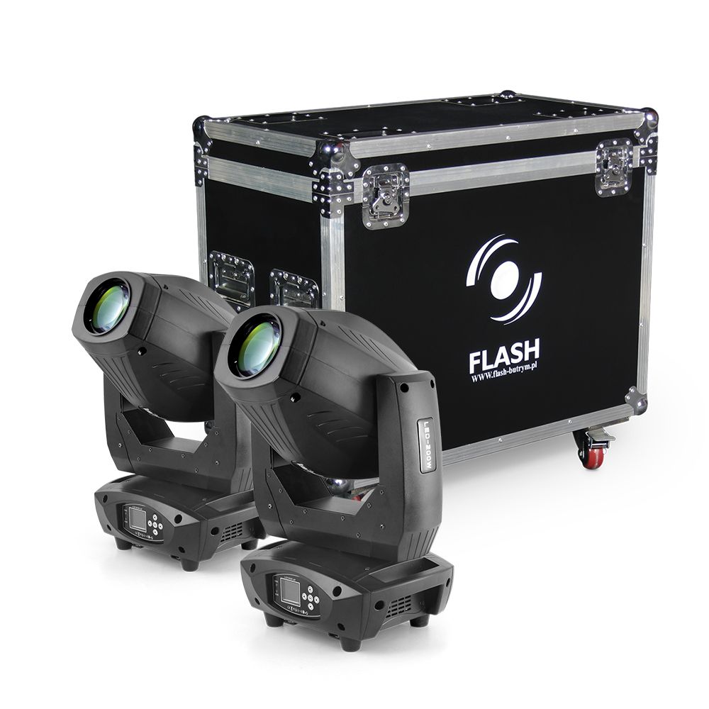 Flash LED Moving Head 200W 3in1 - BEAM-SPOT-WASH - 2pcs + CASE F7100500