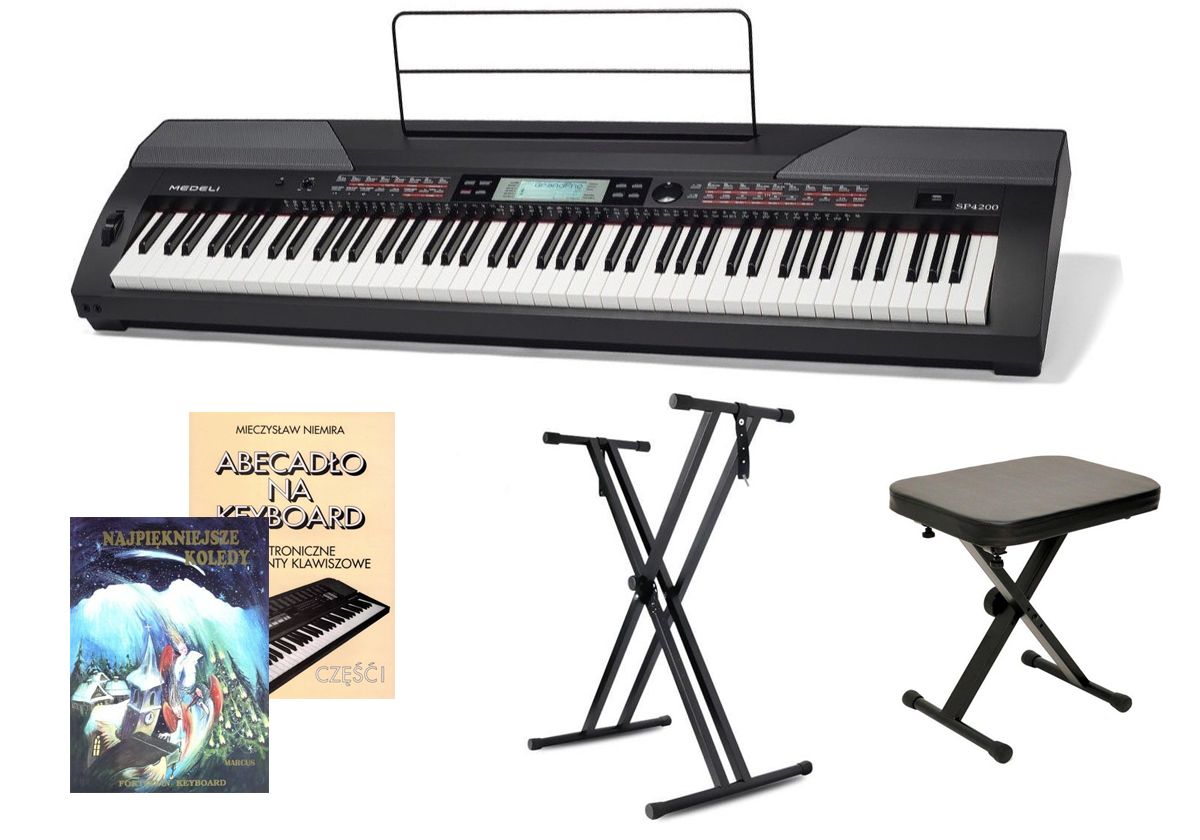 MEDELI SP 4200 - pianino cyfrowe + statyw + ława + książka + kolędy