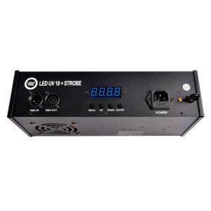 LIGHT4ME LED UV 18x3W reflektor + stroboskop DMX