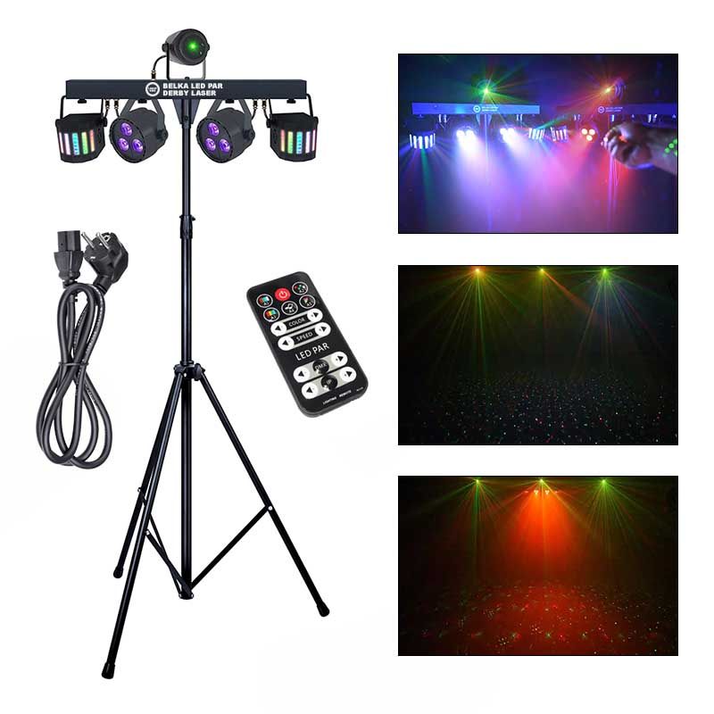 LIGHT4ME BELKA LED PAR DERBY LASER multiefekt świetlny zestaw oświetlenie disco LIGHT4ME BELKA LED PAR DERBY LASER multiefekt świetlny zestaw oświetlenie disco