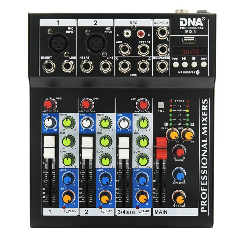 DNA MIX 4 mikser audio USB MP3 analogowy 4 kanały DNA MIX 4 mikser audio USB MP3 analogowy 4 kanały