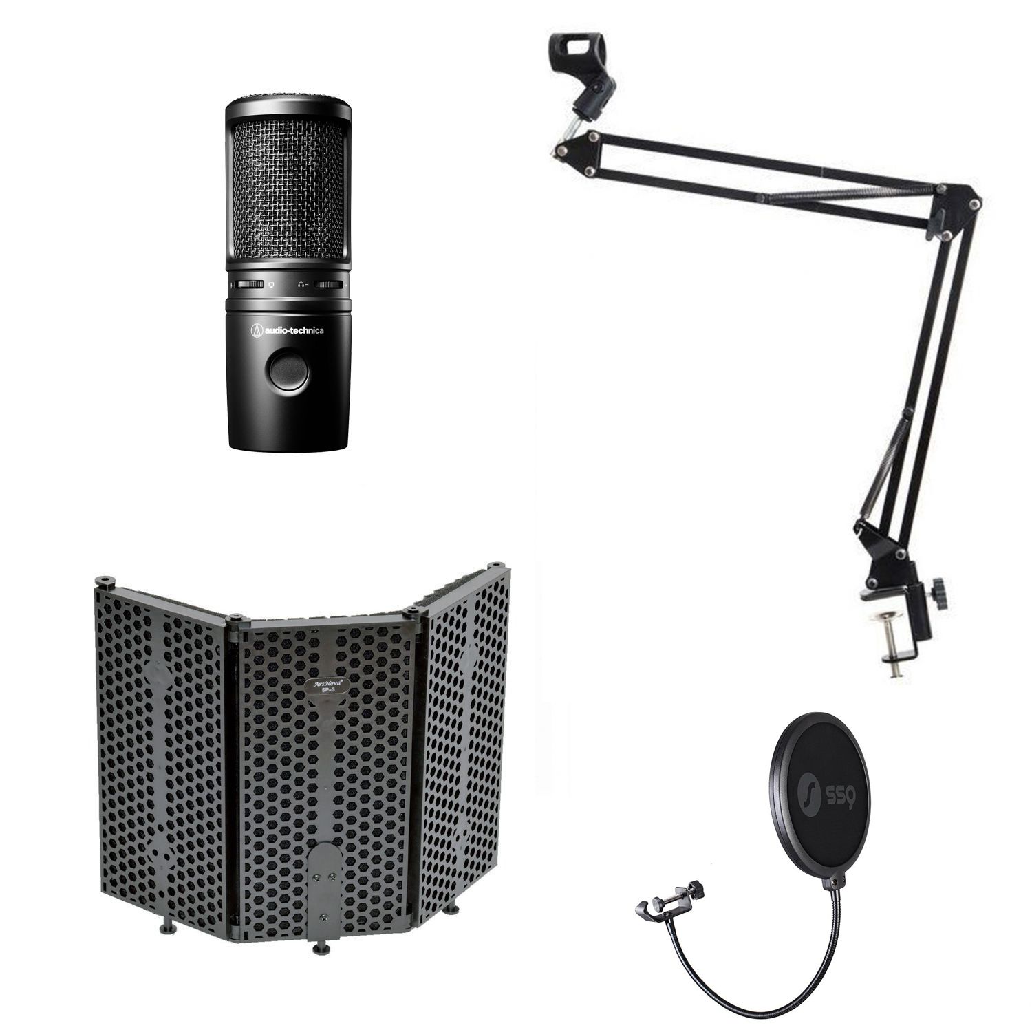 Audio-Technica AT2020USB-XP - zestaw studyjny mikrofon ekran statyw pop filtr