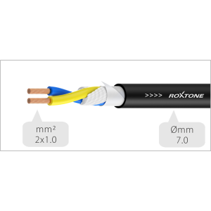 Roxtone SSJJ210L10 - Kabel głośnikowy 2 x 1,0mm² 2 x Jack 6.3mm (10m)