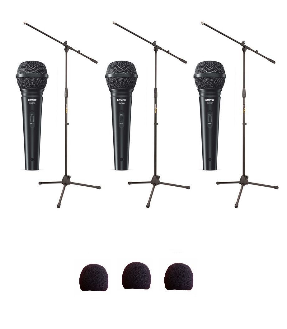 Shure 3x SV 200 - zestaw mikrofonów + akcesoria