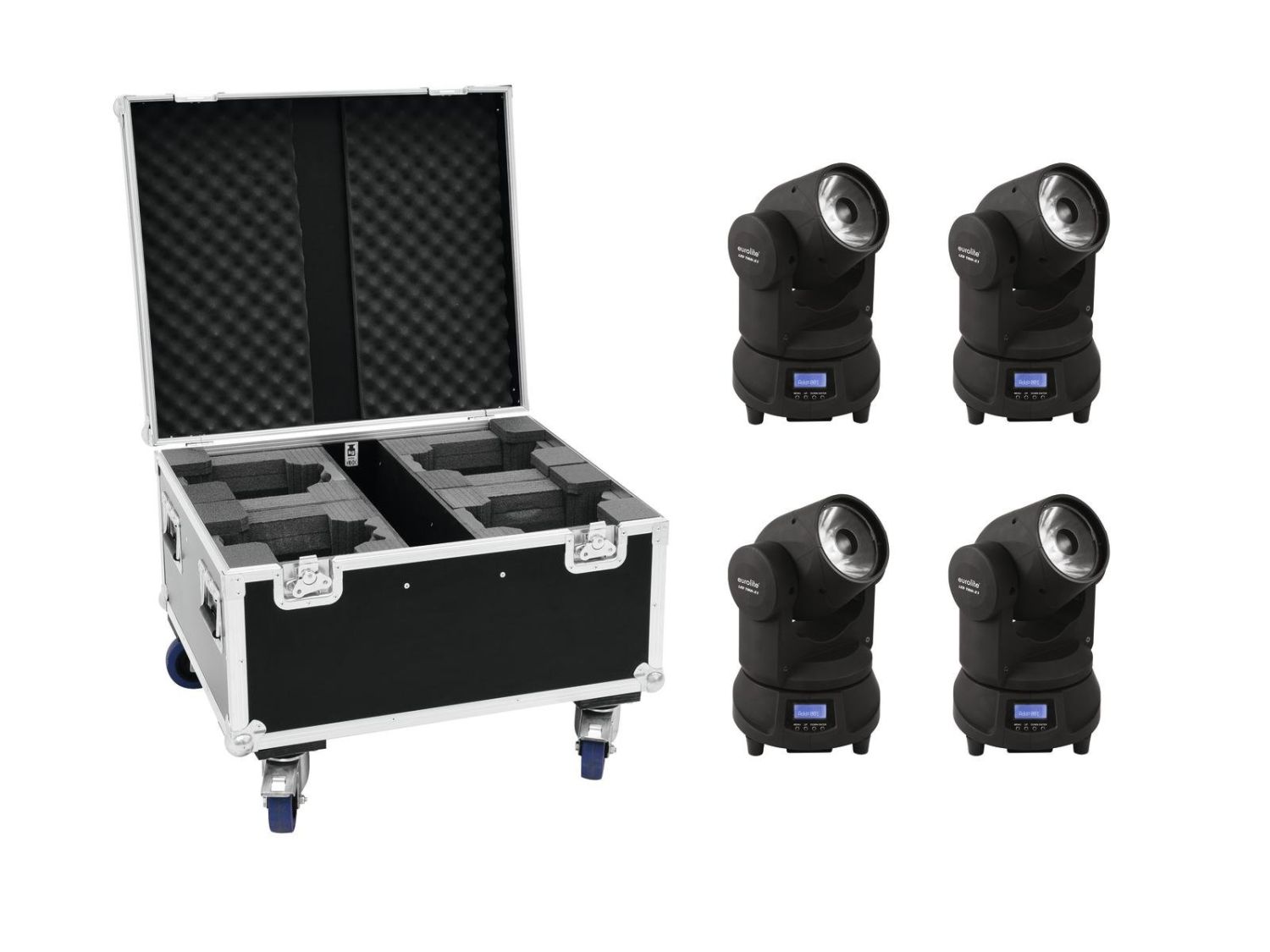 EUROLITE Set 4x LED TMH-X1 Moving-Head Beam + Case EUROLITE Set 4x LED TMH-X1 Moving-Head Beam + Case