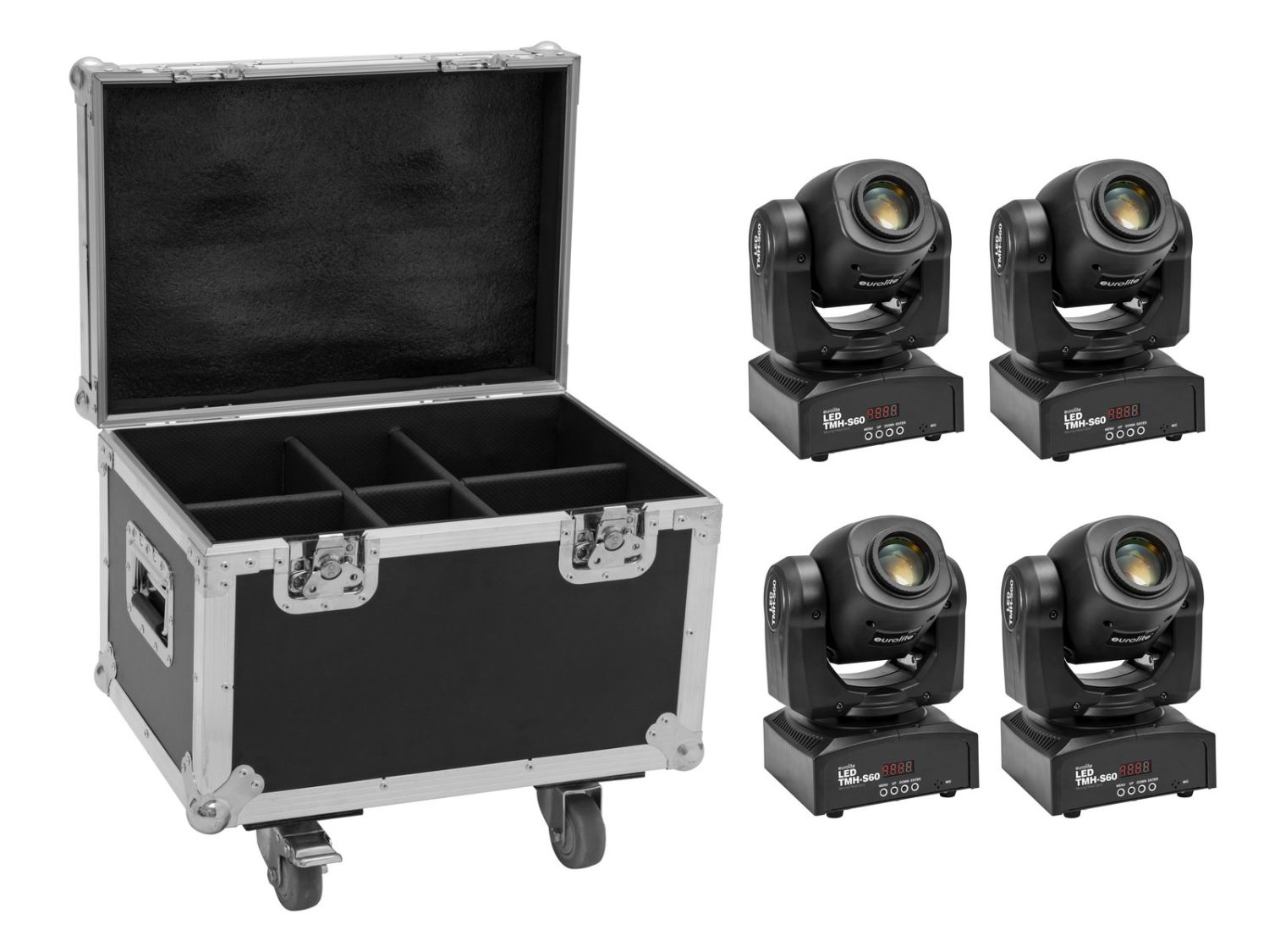 EUROLITE Set 4x LED TMH-S60 Moving-Head-Spot + Case EUROLITE Set 4x LED TMH-S60 Moving-Head-Spot + Case
