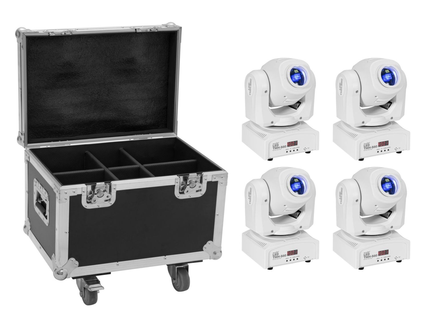 EUROLITE Set 4x LED TMH-S60 Moving-Head-Spot wh + Case