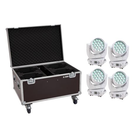 EUROLITE Set 2x LED TMH-X4 Moving-Head Wash Zoom ws + Case with wheels