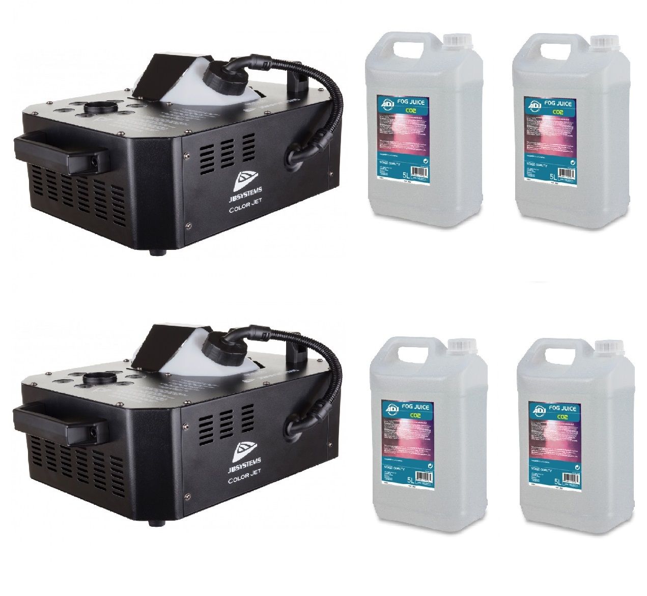 JB Systems 2x COLOR JET - wytwornica dymu z RGB LED + 4x 5l płyn CO2
