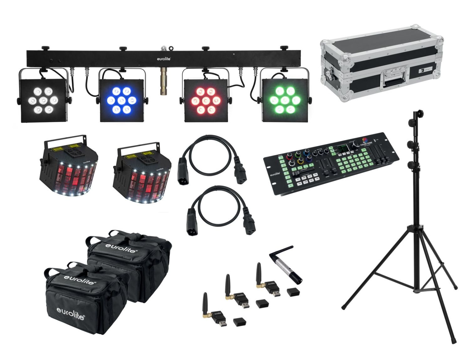 EUROLITE Set LED KLS-3002 + Laser Derby Mobile Bundle - zestaw oświetleniowy