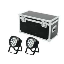 EUROLITE Set 2x LED IP PAR 14x8W QCL + Case - reflektor PAR (para) ze skrzynią transportową