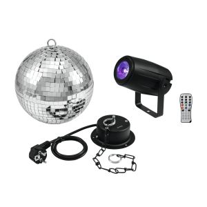 EUROLITE Mirror Ball 20cm with motor + LED PST-5 QCL Spot bk - kula lustrzana zestaw