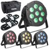 LIGHT4ME TRI PAR 8x9W MKII RGB LED slim płaski x4 + pokrowiec + 3x przewód DMX