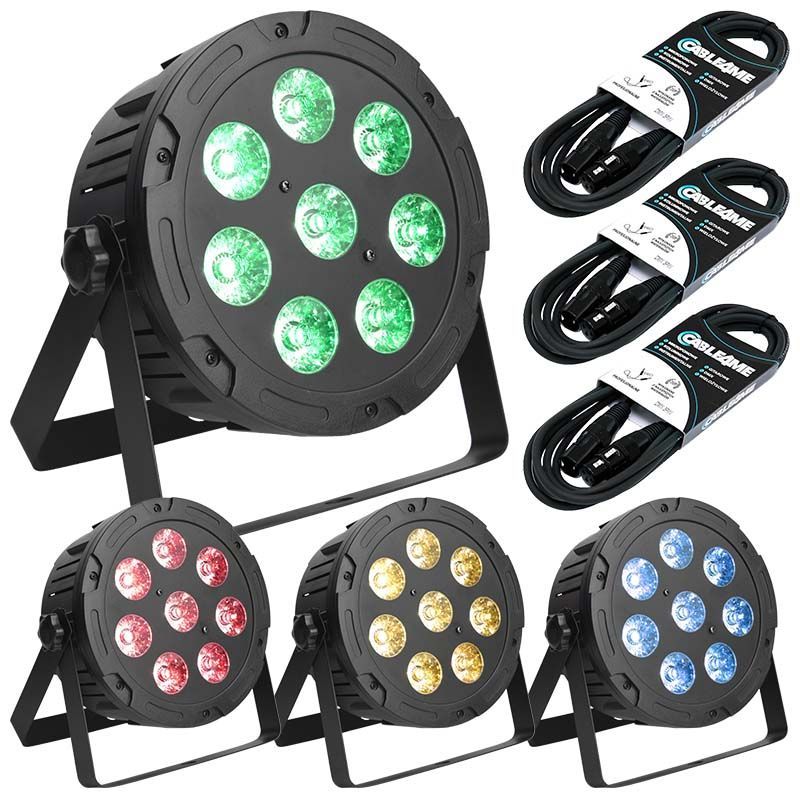 LIGHT4ME TRI PAR 8x9W MKII RGB LED slim płaski x4 + przewód DMX x3