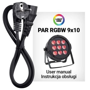 LIGHT4ME PAR RGBW 9x10 reflektor sceniczny LED 6 szt. + przewód DMX 5 szt. + pokrowiec