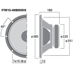 Monacor FTR15-4080HDX - Wysokiej mocy głośnik niskotonowy PA, 1000W, 8Ω