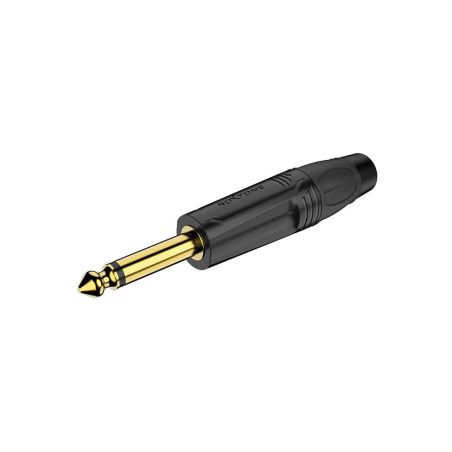 6.3mm mono plug, Black electrophoretic paint shell, Gold plated contacts Roxtone  RJ2P-BG