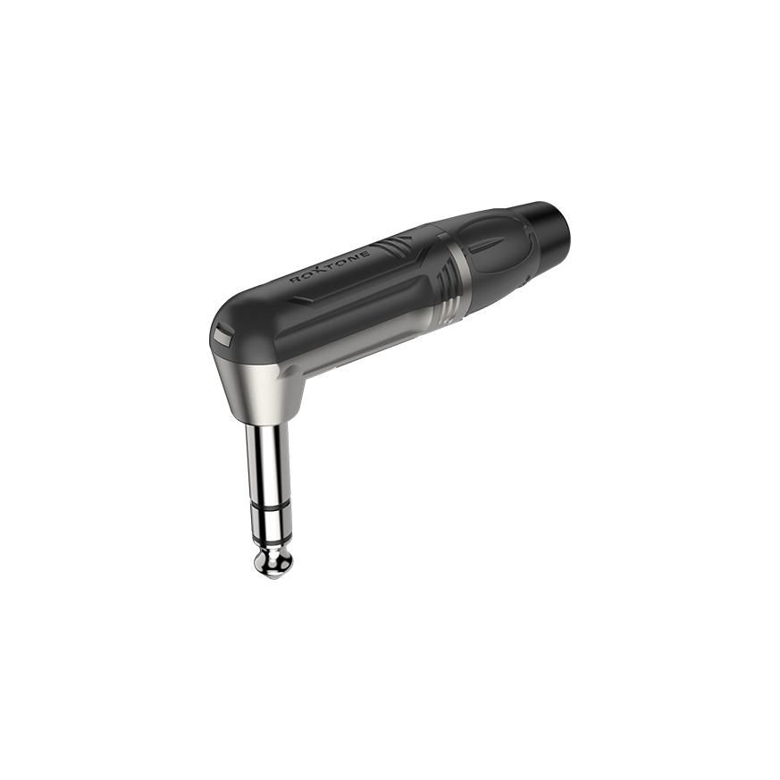 6,3mm right angle stereo plug, Nickel plated shell, Nickel plated contacts Roxtone RJ3RP-NN Roxtone RJ3RP-NN6, wtyk stereo 3 mm pod kątem prostym, niklowana obudowa, niklowane styki