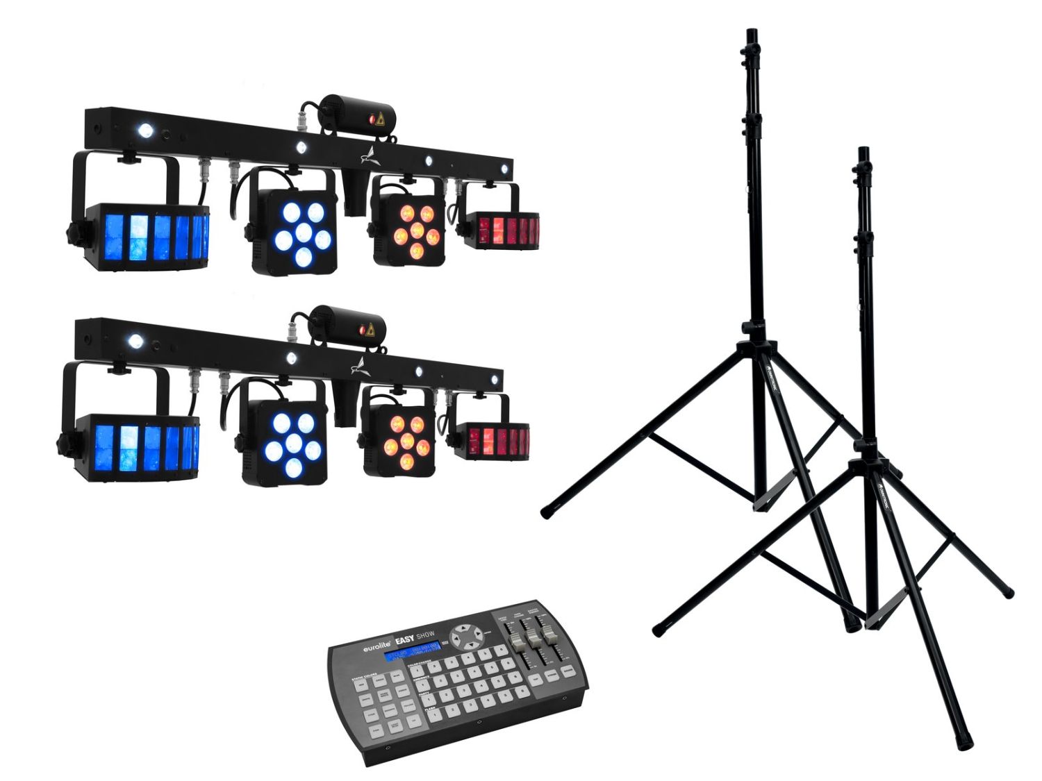 EUROLITE Set 2x LED KLS Laser Bar PRO + Easy Show + 2x M-4 Speaker-System Stand EUROLITE Set 2x LED KLS Laser Bar PRO + Easy Show + 2x M-4 Speaker-System Stand