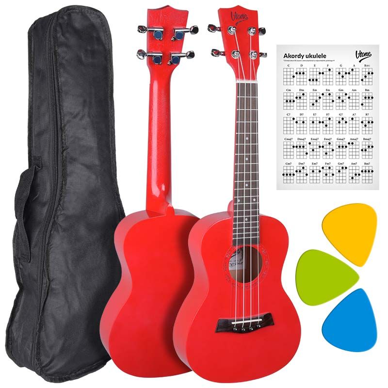 V-TONE UK23 RD ukulele koncertowe akustyczne 23" czerwone + pokrowiec V-TONE UK23 RD ukulele koncertowe akustyczne 23" czerwone + pokrowiec