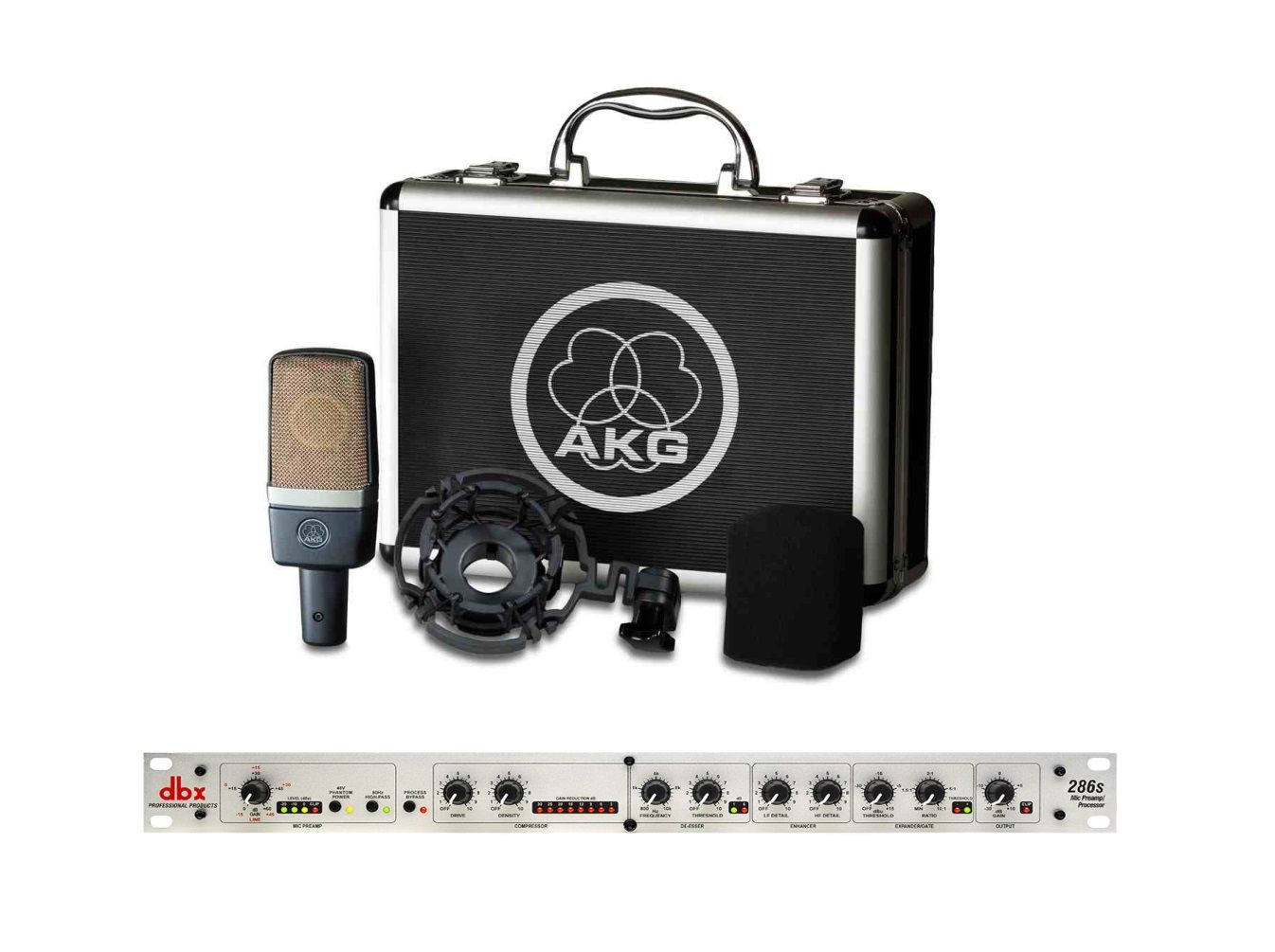 AKG C 214 + dbx 286 S - przedwzmacniacz + mikrofon pojemnościowy