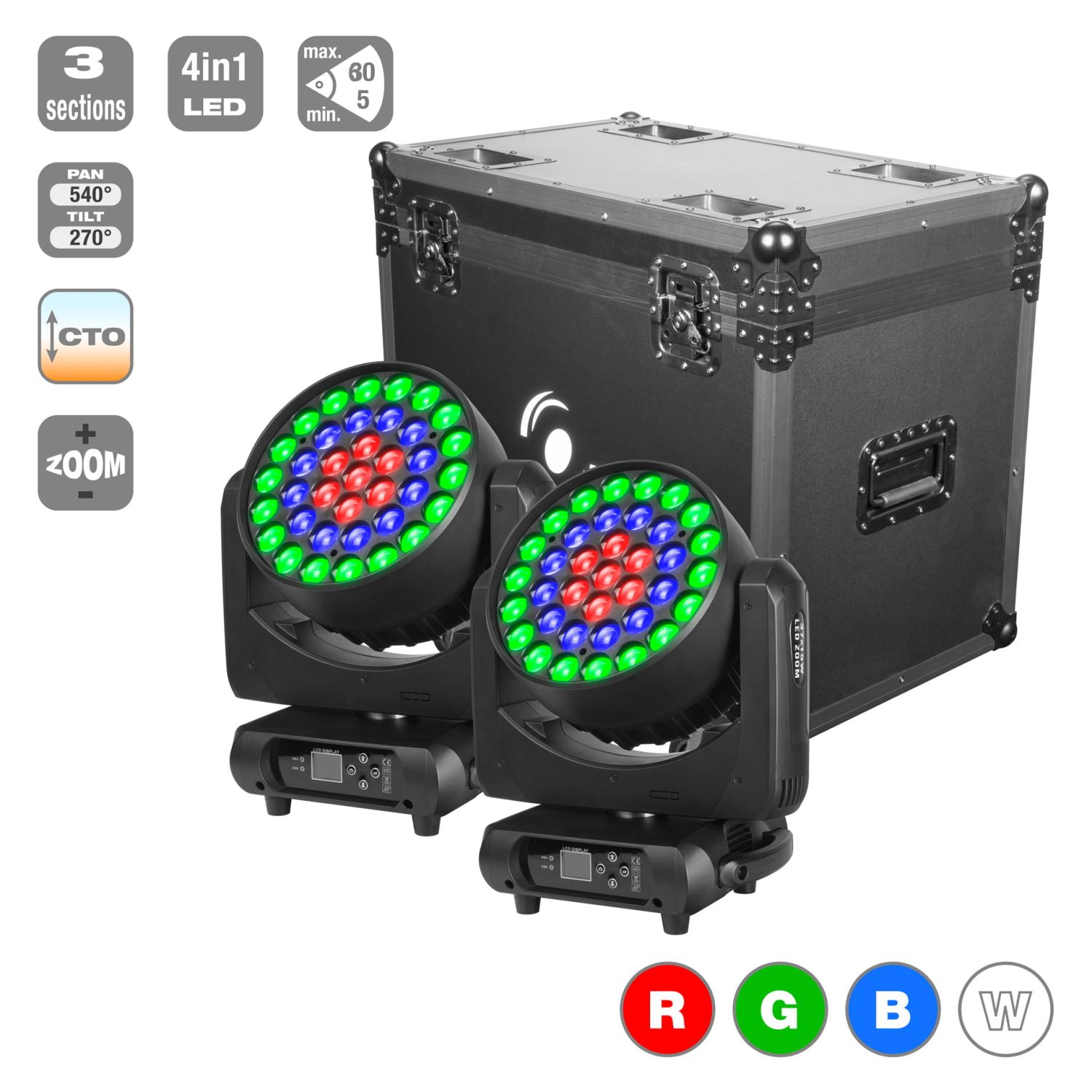 Flash 2x EVENT - Wash RING 600 (SET) - para głowic ruchomych + case (F7100772)