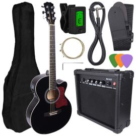 NN EAG SET BK gitara elektroakustyczna + wzmacniacz gitarowy zestaw BLACK