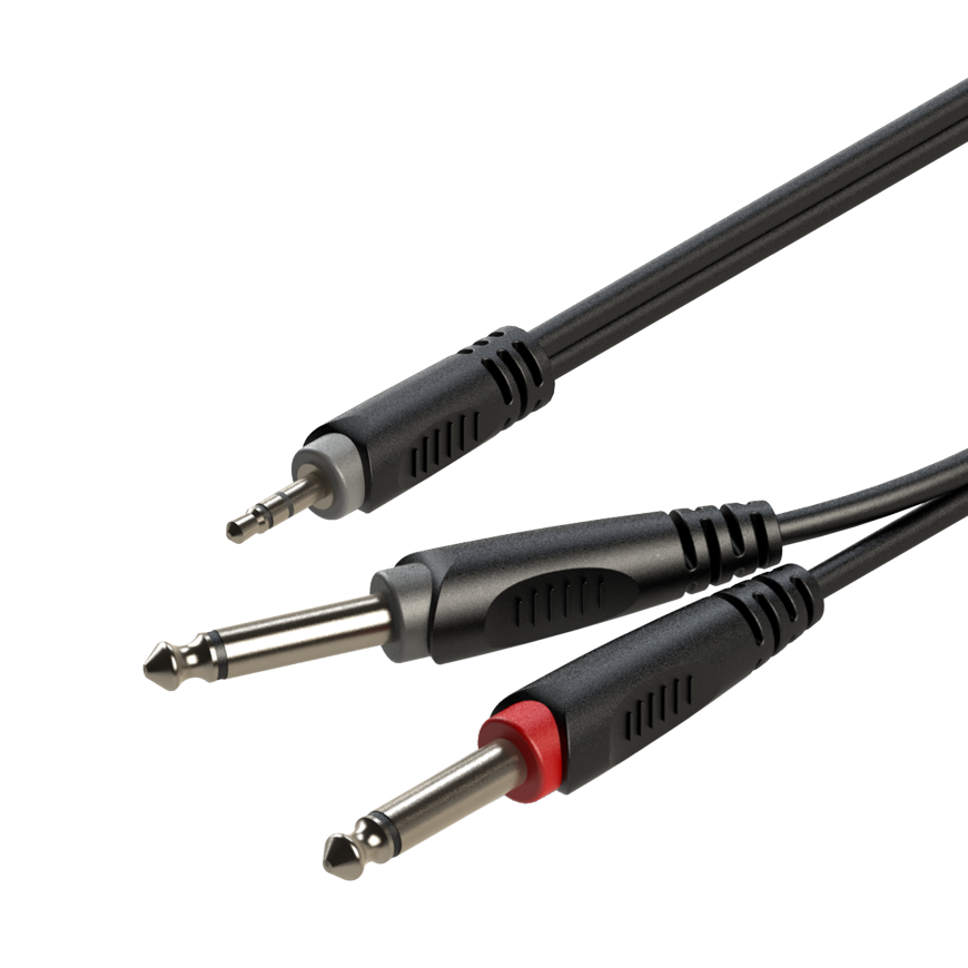 Roxtone RAYC130L2  - Kabel audio Jack 3.5 stereo 2xJack 6.3 mono 2m