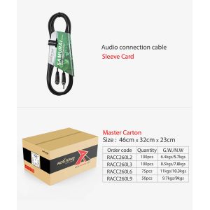 Roxtone RACC260L6 - Kabel audio Jack 3.5mm stereo / gniazdo Jack 3.5mm stereo 6m