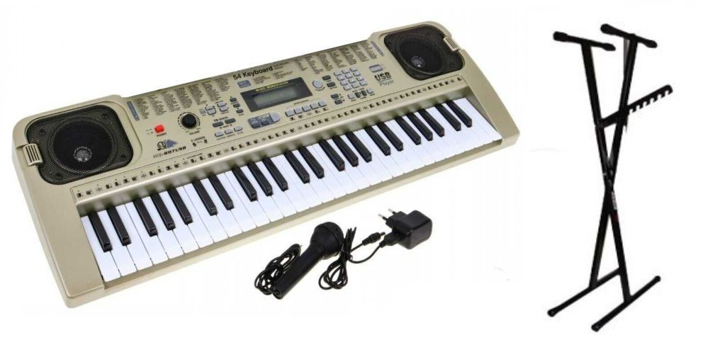 Keyboard Organy MQ-807 USB z zasilaczem, mikrofonem i statywem