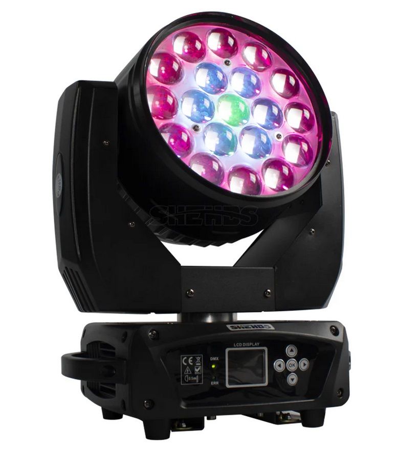 LED Moving Head 19x15W RGBW Wash/Zoom Stage Lights for Church Theater