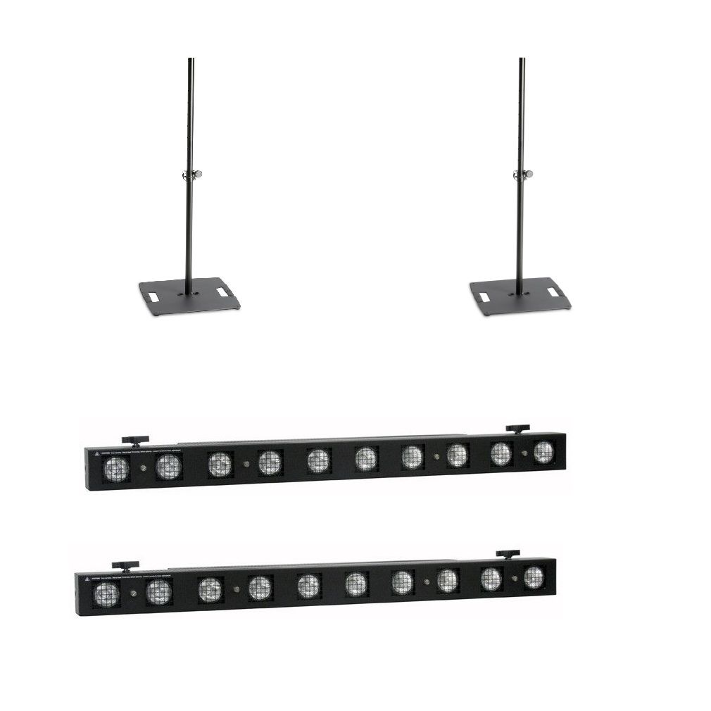 Showtec 2x Sunstrip Active MK2 + 2x Gravity LS 331 B - zestaw belki + statywy