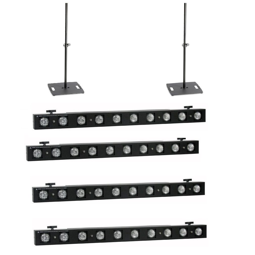 Showtec 4x Sunstrip Active MK2 + 2x Gravity LS 331 B - zestaw belki + statywy