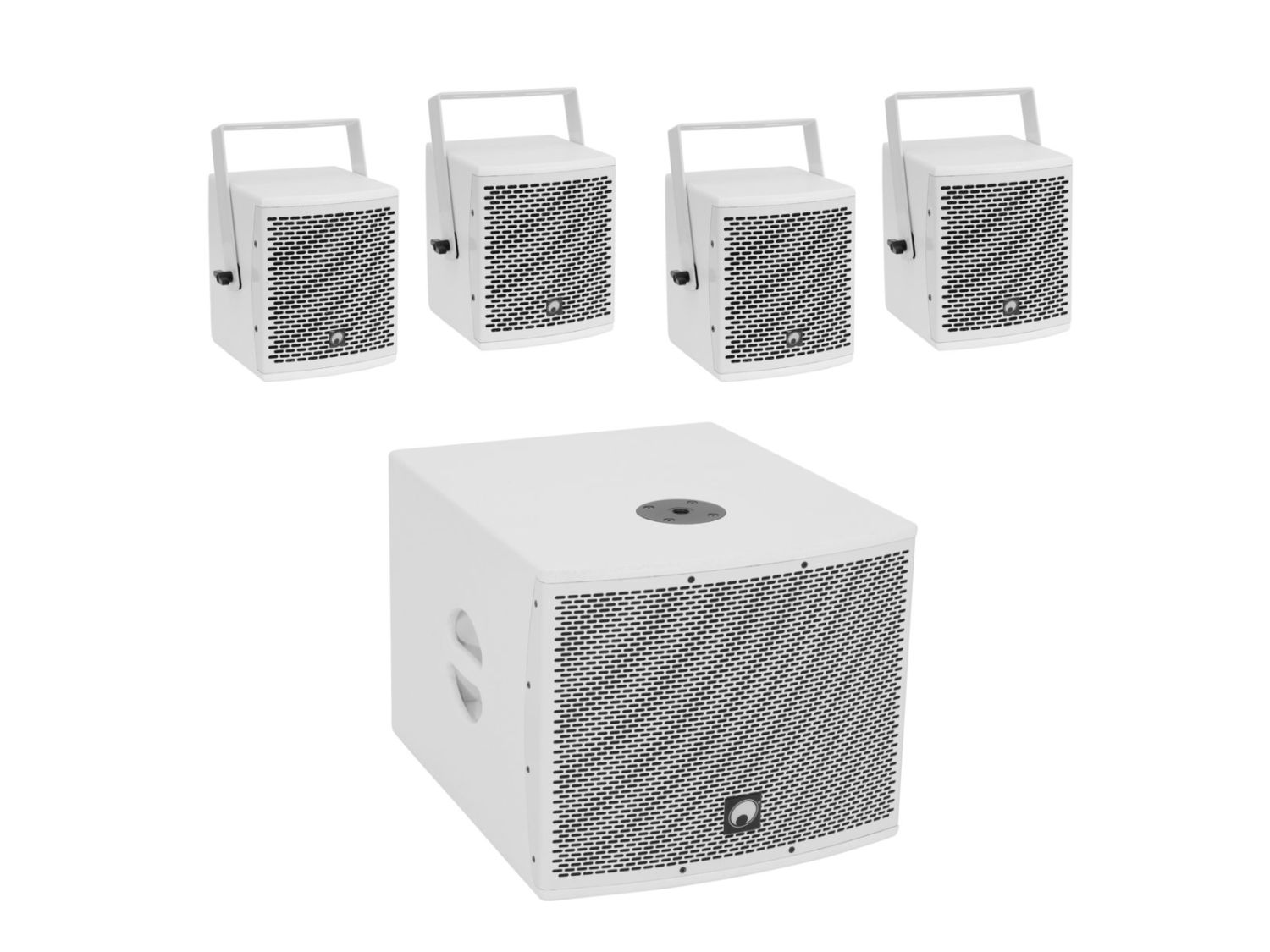 OMNITRONIC Set MOLLY-12A Subwoofer Aktywny + 4x MOLLY-6 Top 8 Ohm - Zestaw Nagłośnieniowy (Biały)