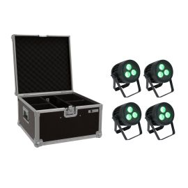 EUROLITE Zestaw 4x LED IP PAR 3x8W QCL Spot + Skrzynia Transportowa