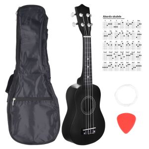 NN UK 01 BLACK ukulele sopranowe czarne pokrowiec