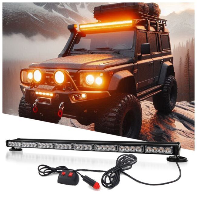 NN STB90 stroboskop pomarańczowy belka LED lampa NN STB90 stroboskop pomarańczowy belka LED lampa ostrzegawcza na magnesy 12V 24V