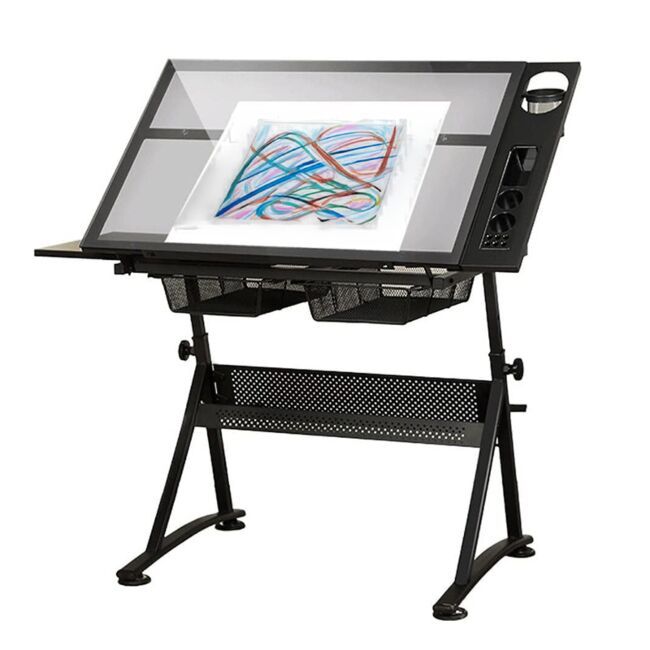 DNA PRO DESK 1 biurko stół kreślarski z szufladami DNA PRO DESK 1 biurko stół kreślarski z szufladami szkło hartowane 120x60 cm