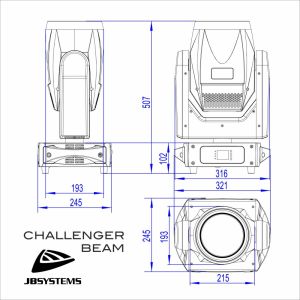JB SYSTEMS CHALLENGER BEAM - głowa ruchoma typu BEAM (200W)