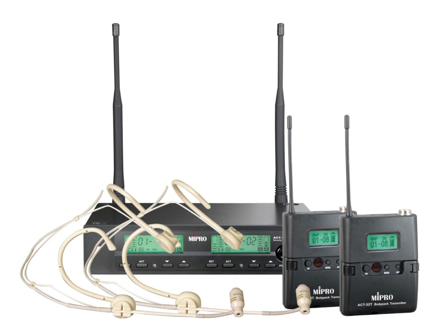 MIPRO ACT 312 B / 32 T x2 / MU 53 HNS x2 - system bezprzewodowy 2x nagłowny + 2x bodypack