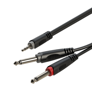 Roxtone SAYC130L1 - kabel 1 x 3.5mm stereo Jack- 2 x 6.3mm mono Jack (1m)