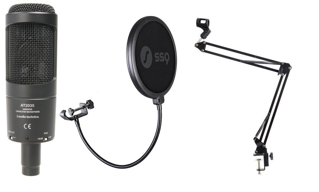 Audio-Technica AT2035 - Mikrofon + pop filtr + statyw