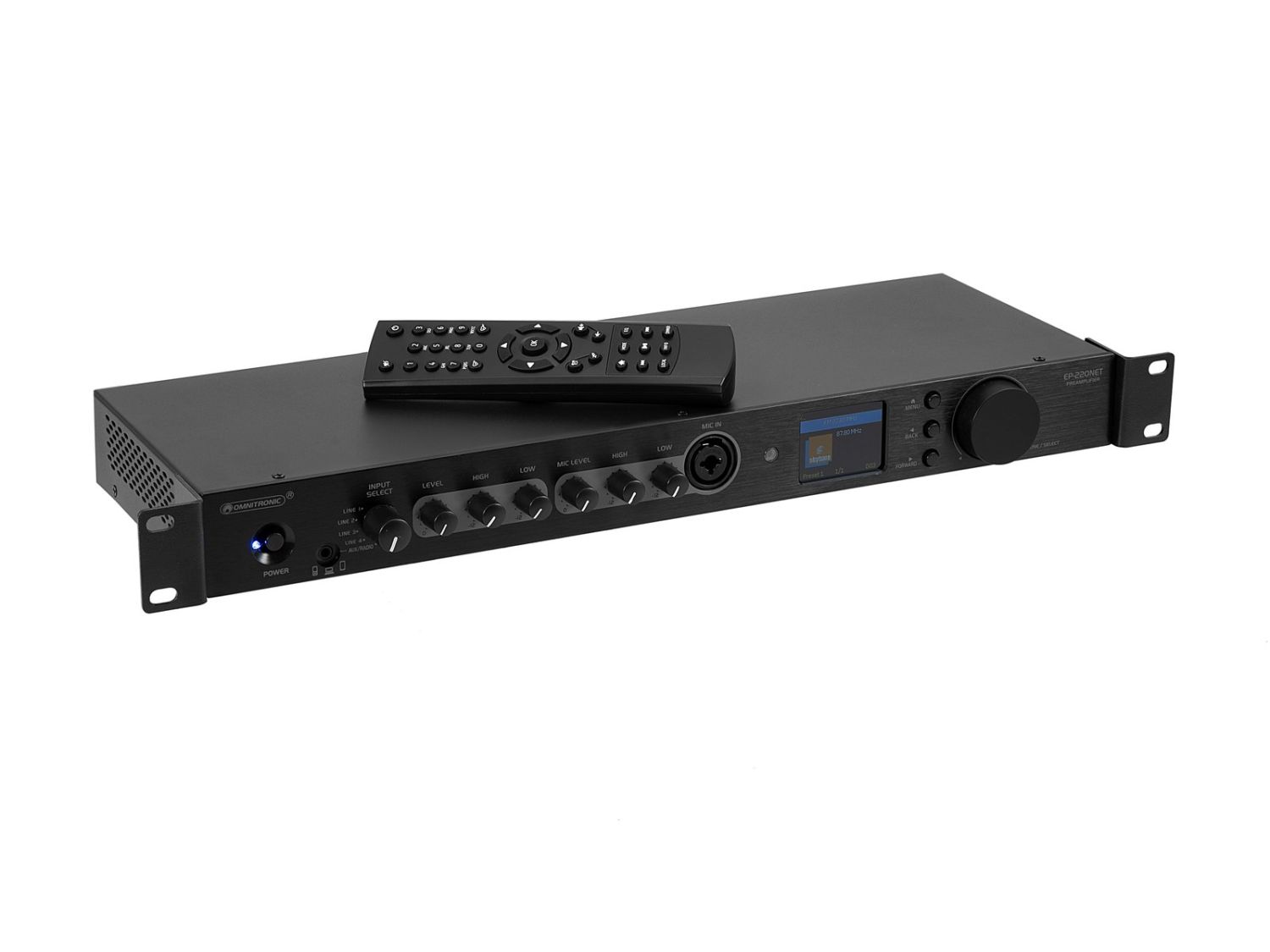 OMNITRONIC EP-220NET - przedwzmacniacz z odtwarzaczem MP3, radiem internetowym, DAB+ i Bluetooth